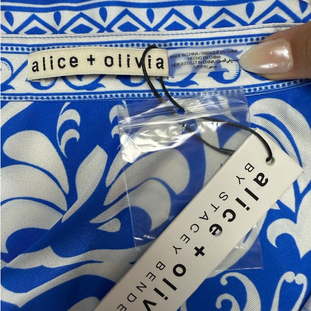 ALICE + OLIVIA Kiva Oversized Pajama Button-Up Shirt Size Small - Picture 13 of 14